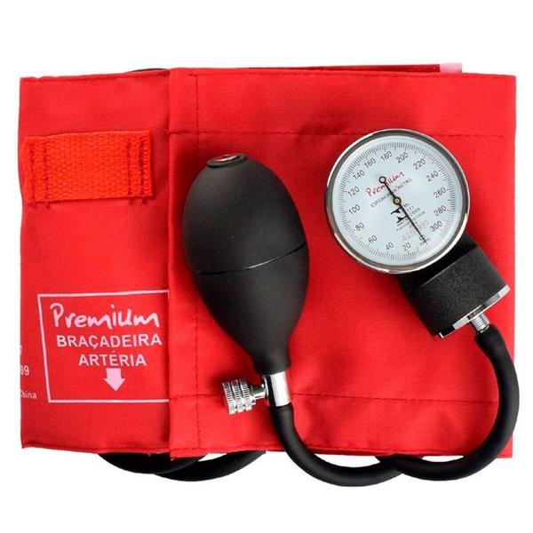 Medidor de Pressão Esfigmomanômetro Premium - Vermelho