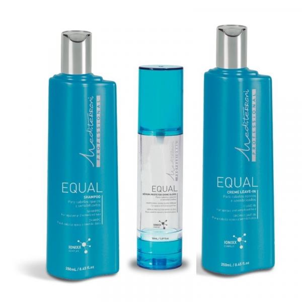 Mediterrani Kit Equal Home Care Shampoo, Leave-in e Sérum