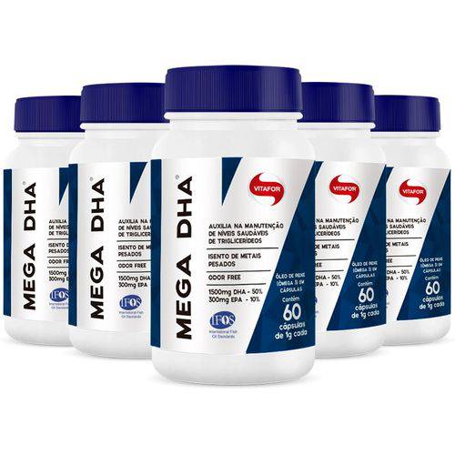 Mega DHA - 5 Un de 60 Cápsulas - Vitafor