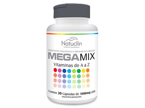 Mega Mix Vitaminas de a A Z Natuclin - 30 Cápsulas 1000mg 4 Unidades