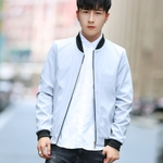 Men Autumn Slim Collar Collar Jacket Simple Fashion Baseball Uniform Casual Sports Coat