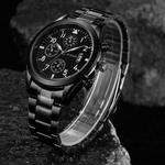 Men Luxury Stainless Steel Quartz Military Sport Steel Band Dial Wrist Watch