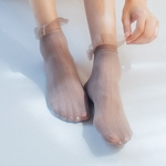 Menina feminino Lace Socks Ultra-fino respirável doce Vintage Ruffle Frilly Stocking