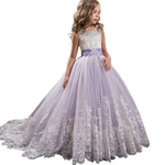 Menina Longo Puff casamento do florista de aniversário vestido Piano Desempenho Princess Dress