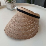 Menina viseira Sun Beach Straw Hat Esvaziar Feminino Sun Proteção Visor