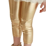 Meninas cor dourada do metal Leggings apertadas impermeáveis ¿¿à prova de vento Stain-proof Calças Nona Calças