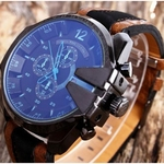 Men's Analog Sport Steel Case Quartz Dial Synthetic Leather Wrist Watch
