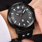 Men's Fashion Sport Stainless Steel Case Leather Quartz Analog Wrist Watch