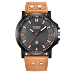 Men's Fashion Sport Stainless Steel Case Leather Quartz Analog Wrist Watch