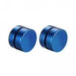 Mens Women Stainless Steel Round Magnetic Brincos Clip Stud Blue 8mm