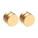 Mens Women Stainless Steel Round Magnetic Brincos Clip Stud Gold 8mm