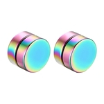 Mens Women Stainless Steel Round Magnetic Brincos Clip Stud Multicolor 8mm