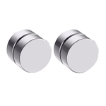 Mens Women Stainless Steel Round Magnetic Brincos Clip Stud Silver 8mm