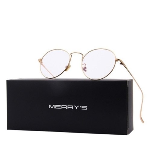 Merry's* 8112 Armação de Óculos Masculino Retrô (Dourado)