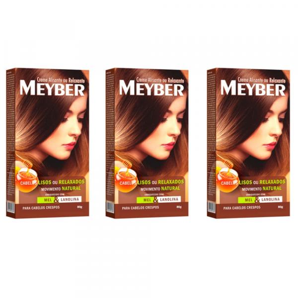 Meyber Creme Alisante Mel/ Lanolina 80g (kit C/03)