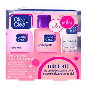 Mini Kit Clean & Clear - Sabonete Líquido 60ml + Adstringente 60ml + Gel Secativo 22g Kit