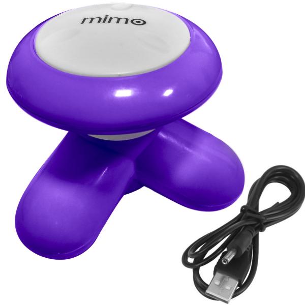 Mini Massageador Corporal Mimo Massager XY3199 Portátil USB Pilha Roxo