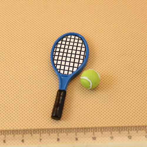 Mini Tennis Ball Racket Set Modelagem para 01:12 Doll House
