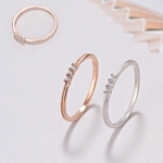 Minimalista Três Zircônio Broca Cauda Diamantes Ring Ring Zirconia Anéis Simples Para Marca Anti Alergias