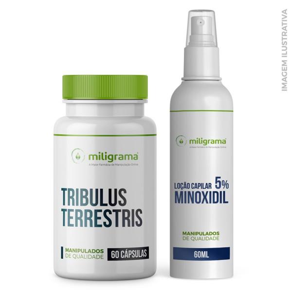 Minoxidil 5 60 ML Spray Capilar + Tribulus Terrestris 500mg 60 Cápsulas - Miligrama