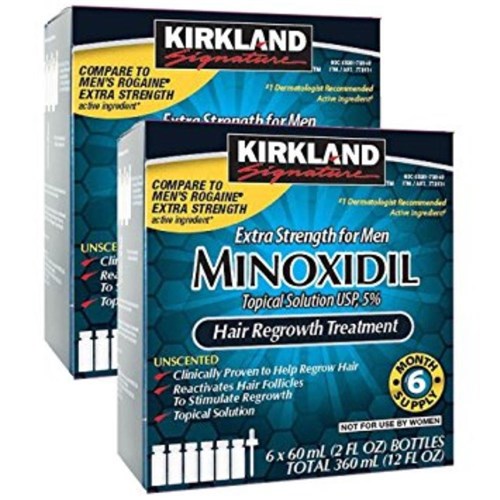 Minoxidil 5% Kirkland Tratamento Contra Queda de Cabelo Kit para 12 Meses