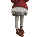 Miúdo da menina Culottes 2-em-1 saia Pants Adorável Gradiente vestido de gaze Leggings para 3-8 anos