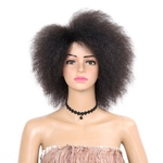 Fashion 6 inch Kinky Curly short Afro Wigs 6inch nature Black Synthetic Wig For Women 90g