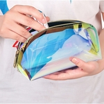 Moda Cosmetic Retro de mulheres Bag Zipper Transparente Jelly pacote de saco de armazenamento