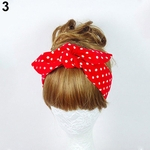 Moda Feminina Atada Bow Polka Dot Floral Headband Faixa De Cabelo Cabeça Envoltório Turbante