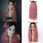 Moda feminina peruca rosa sint¨¦tico Cabelo Comprido Perucas Onda peruca