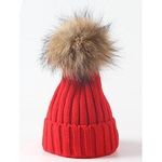 Moda inverno Simples bebê aquecido Cap Hairball Gorro Cap Knitting Sólidos