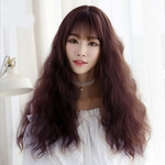 Moda japonesa Feminino Longo Curly Air Bangs peruca de alta temperatura fio Sem LCAE