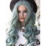 Fashion long hairpieces synthetic wigs women # 039;s Verde long curly natural wave wigs wigs