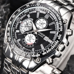 Men's Fashion Military Stainless Steel Analog Date Sport Quartz Wrist Watch