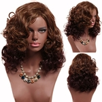 Moda Médio Ombre Curly Perucas Brown americano afro peruca sintética por Mulheres