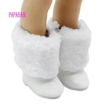 Moda Mini pele branca & pano botas para 18 Inch Doll Shoes Family Game boneca ornamento Acessórios