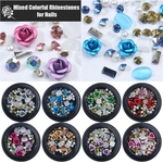 Moda misturados coloridos strass Gemstone Beads Unhas Kits