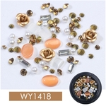 Moda misturados coloridos strass Gemstone Beads Unhas Kits