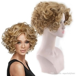 Moda peruca feminina mulheres de cabelo curto # 039; s pequenos cachos onda profunda perucas mulheres sintética # 039; s postiços peruca encaracolado
