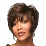 Moda resistente ao calor Synthetic Curto Brown perucas para os africanos Mulheres de vista natural Pelucas Pixie Cut Wig Perruque