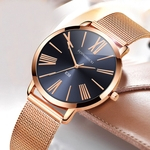 Fashion Rose Gold Mesh Band Wrist Watch Casual Women Quartz Watches Gift