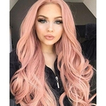 Moda roxo cabelos longos encaracolados rosa grande sintética onda perucas de cabelo natural da onda perucas postiços mulheres # 039; s perucas