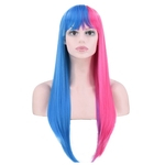 Moda Sexy peruca Meio Blue Pink & Half sint¨¦tico perucas longa Rose Net Hot