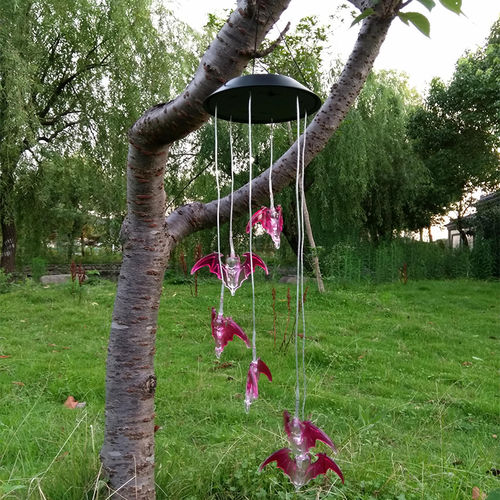 Moda Solar LED Cor Mudar Wind Chimes Bat Pendant Sino Quintal Jardim Home Decor