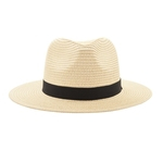 Chapéu de palha Moda Unissex chapéu de palha fita Brim Grande decration Verão Chapéu de Sol