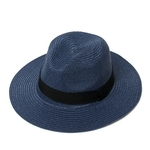 Moda Unissex chapéu de palha fita Brim Grande decration Verão Chapéu de Sol