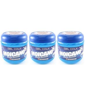 Moicano Gel Cola Azul 500g - Kit com 03