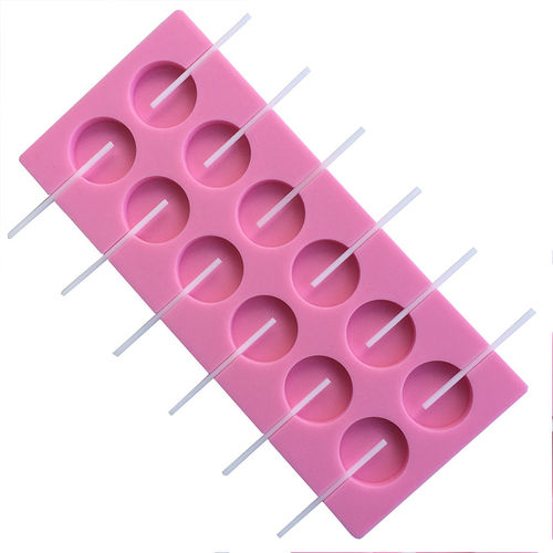 Molde de silicone Lollipop, de 12 Capacidade molde do doce, sabão Mold Chocolate com varas, para o partido Home Candies DIY Fazendo
