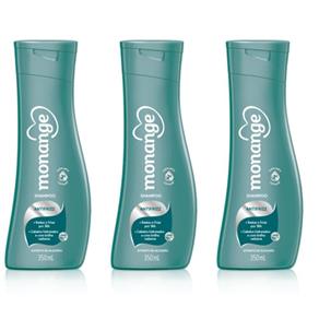 Monange Anti Frizz Shampoo 350ml - Kit com 03