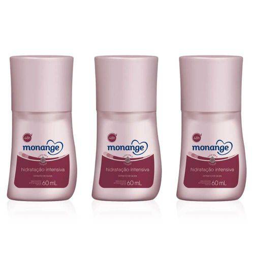 Monange Hidratação Intensiva Desodorante Rollon 60ml (kit C/03)